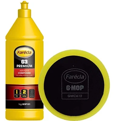 Image of FARECLA G3 G3P101 Premium 1kg Abrasive Compound &amp; 1 x G Mop Compounding Dry Use Foam Pad Swirl Free High Gloss Finish