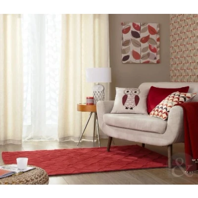Image of Just Contempo Velvet Band Lined Eyelet Curtains, Red, 66x72 inches