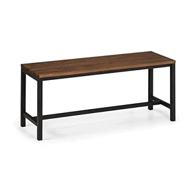 Image of Julian Bowen Tribeca Bench, Metal &amp; Mdf, Black/Walnut, Height: 45, Width: 110, Depth: 36cm