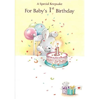 Image of Hallmark BABYS 1ST BIRTHDAY KEEPSAKE GREETINGS CARD 10620764