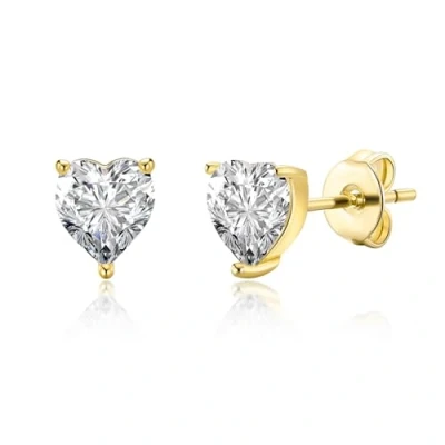 Image of Philip Jones Gold Plated Heart Earrings Created with Zircondia® Crystals