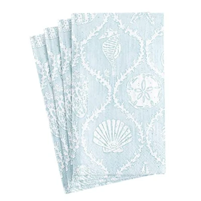 Image of Caspari Seychelles Paper Guest Towel Napkins in Aqua 15 Per Package