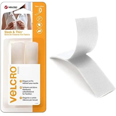 Image of VELCRO Brand All Purpose Straps Strong Sticky Hook &amp; Loop Self Adhesive Fastener Perfect for Crafting, Clothing Repairs Hemming White 19mm x 60cm