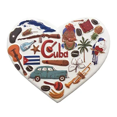 Image of 3D Cuba Heart Shaped Refrigerator Magnet Tourist Souvenirs Resin Magnetic Stickers Fridge Home &amp; Kitchen Decoration from China (Cuba)