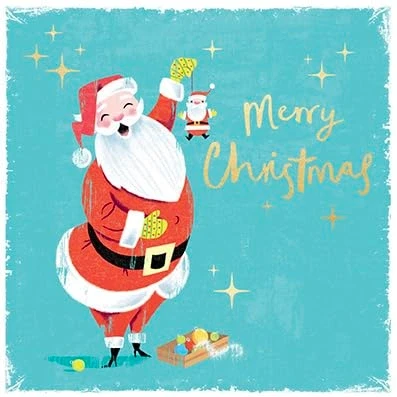 Image of 6 Vintage Style Retro Santa Christmas Cards Charity Xmas Made in the UK