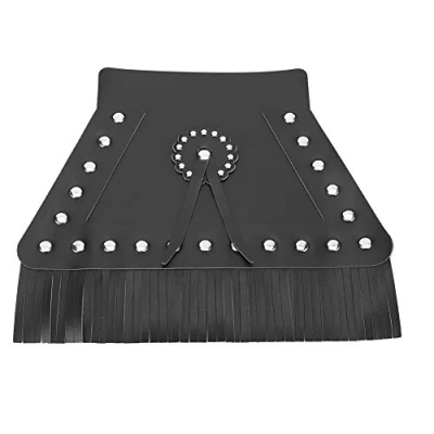 Image of EBTOOLS Motorcycle Leather Front Mud Flap,Fringed Universal Fender Flap Mudguard Cover(Black)