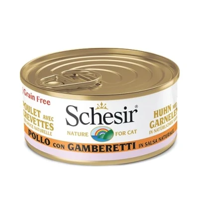 Image of SCHESIR CAT Natural sauce with chicken and shrimp 70g Cats wet feed