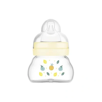 Image of MAM Bottle Feel Good, Extra Small Glass Baby with Slow Flow Teats Size 0, Heat Resistant for Newborns, Unisex, 1x 90 ml