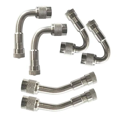 Image of QitinDasen 6Pcs Professional Tyre Valve Extension Adapter Set, Tire Stem Extension, Nickel Plated Copper Air Schrader Adapter, for Car Truck Motorcycle Bike (3 Kinds, Silver)