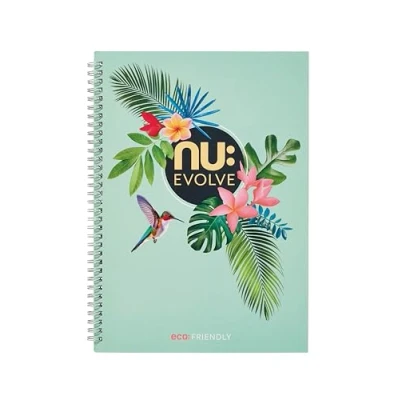 Image of nu: Notebooks Evolve Tropical Range Recycled A4 Notebook Green 120 Pages 80 GSM