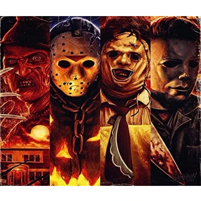 Image of WANGMAOMAO Paint by Numbers DIY Canvas Oil Painting Kit for Adults Beginner with Brushes and Acrylic Pigment 16 x 20 inch Classic Horror Movie Characters Frame