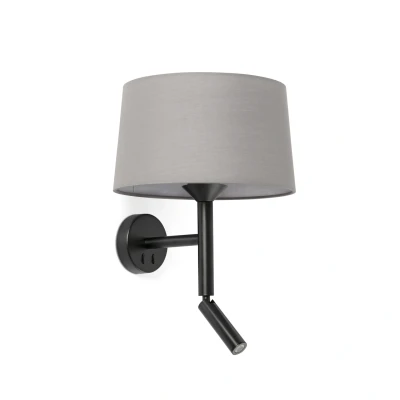 Image of Windsor Reading Wall Light Black, Grey 1x E27