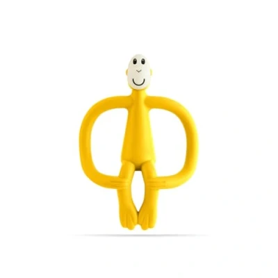 Image of Matchstick Monkey, Original Teether &amp; Gel Applicator, Antimicrobial Silicone Teething Toys for Baby, Easy to Grip, BPA Free, 3 Months Old+, 10.5 cm, Yellow Monkey