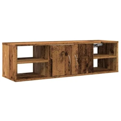 Image of vidaXL Wall Cabinet Engineered Wood, Old Wood Color 102x30x29 cm, Mounted Storage Shelf for Living Room/Bedroom/Office Decor
