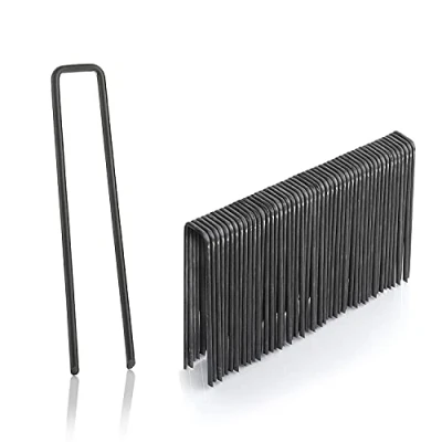 Image of GardenMate 50 Ground Anchors 100 mm Long, 13 Wide, Diameter 2.9 mm, Mounting for the Garden Made of Non Galvanised Steel, Pegs Attaching Weed Control Fabric, Artificial
