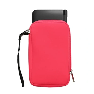 Image of kwmobile Carrying Case Compatible with Nintendo 3DS XL Neoprene Console Pouch Zipper Neon Pink