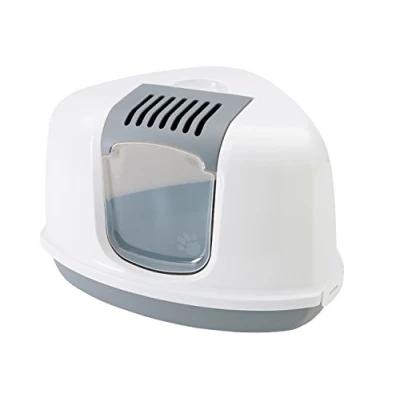 Image of Savic Cat Litter Pan Nestor Corner, 58,5 x 45.5 40 cm , Grey White