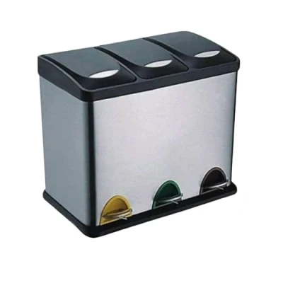 Image of EVRE Recycling Bin with Lids for Kitchen / 24 Litre Capacity 3 Compartments Waste Separation/Colour Coded (24L (3x8L)) Bins Compartment