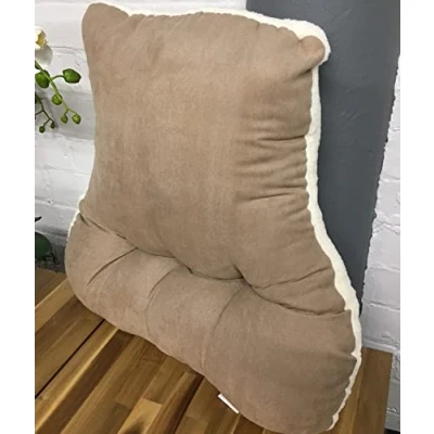 Image of Snugglemore Back Support Lumbar Cushion Sherpa Fleece With Faux Suede Reverse Pain Relief Armchair Car Office (Latte)