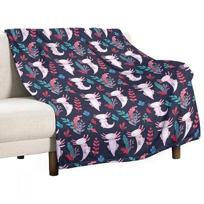 Image of Homeoanimal Axolotl Print Throw Blanket 100 x 130 cm, Lightweight Flannel Blanket, Cozy Microfiber Blankets for Couch Sofa Bedroom Decorative