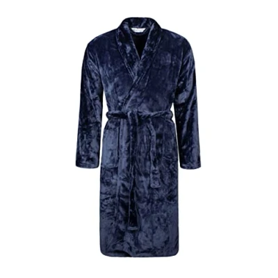 Image of Mens 1 Pack SOCKSHOP Heat Holders Fleece Dressing Gown Navy S