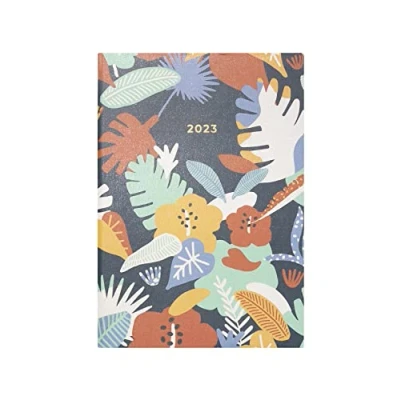 Image of Letts of London Rainforest A5 week to view 2023 diary evergreen, 23 082322
