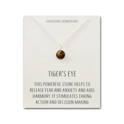 Image of Philip Jones Tiger&#039;s Eye Necklace with Quote Card