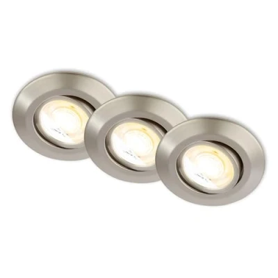 Image of Briloner Klira LED recessed light, nickel, Ø 9 cm, swivelling, set of 3