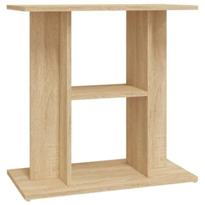Image of vidaXL Engineered Wood Aquarium Stand Sonoma Oak Finish 3 tier Display and Storage Accessories Organizer Stable Sturdy
