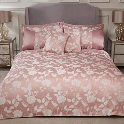 Image of Emma Barclay Butterfly Meadow Embellished Jacquard Duvet Set in Blush Pink Super King