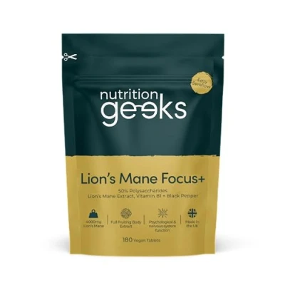 Image of Lions Mane Supplement 4000mg with Vitamin B1 &amp; Black Pepper, 180 Vegan Tablets Lion&#039;s Mushroom 15:1 Extract (Not Powder or Capsules), UK Made for Mental Performance Nervous System