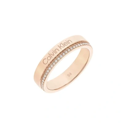 Image of Calvin Klein Women&#039;s MINIMAL LINEAR Collection Ring Embellished with Crystals 35000202C