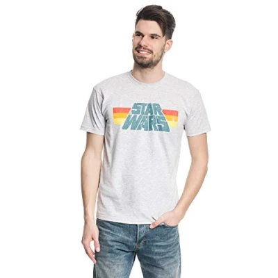 Image of Star Wars Vintage 77 Men&#039;s T Shirt Grey Mottled Fan Merch, Films, Mixed, M