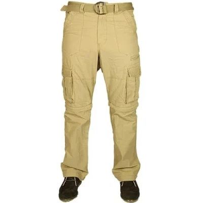 Image of KAM Mens 2 in 1 Trousers to Shorts Casual Cargo Combat Pockets Pants with Belt 28 60 (30R, Stone)