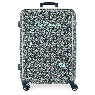 Image of Pepe Jeans Alenka Medium Suitcase Blue 48x68x26cm Hard ABS Closure TSA 70L 4.1 kg 4 Double Wheels by Joumma Bags, Blue,