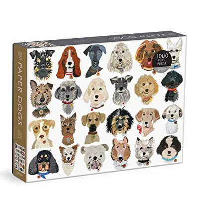 Image of Galison 9780735371941 Paper Dogs Jigsaw Puzzle, Multicoloured, 1000 Pieces