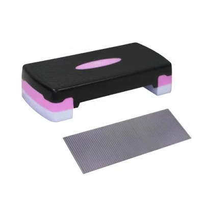 Image of Non Slip Aerobic Fitness Exercise Stepper Durable Adjustable 2 Step Height Level Gym Home Cardio Yoga Board Perfect Workout Accessory with Training Mat (Purple +Mat)