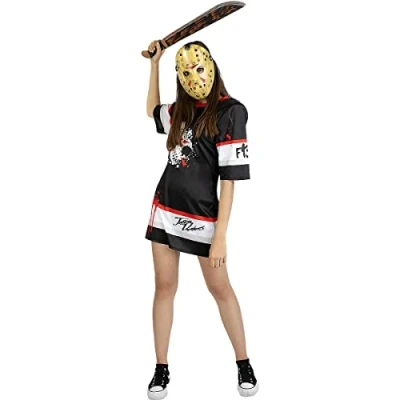 Image of Funidelia Friday the 13th Jason Hockey Costume OFFICIAL for woman Horror Movies, Costumes adults, accessory fancy dress &amp; props Halloween, carnival parties Size S Black