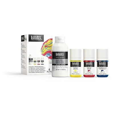 Image of Liquitex 3699437 Soft Body Technik Set Creamy, Highly Pigmented Acrylic Paints with High Colour Brilliance, Dry Semi Matte, of 3 and 1 Glossy Casting Medium