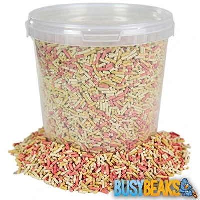 Image of BusyBeaks Premium Mixed Suet Pellets (1L) Wild Bird Food with Insects, Berries &amp; Mealworms High Energy Garden Feed, Nutritious Seed Free for Small Birds, Year Round Feeder