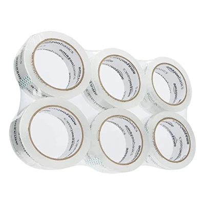 Image of Amazon Basics Moving and Storage Packing Tape, Standard Wide: 4.7 cmW x 49.9 m length, Crystal Clear, 6 Pack