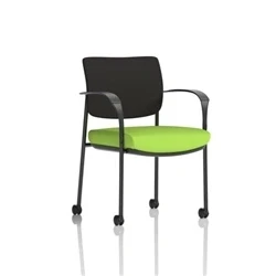 Image of Brunswick Deluxe Black Fabric Back Frame Seat Green Arms/Castors