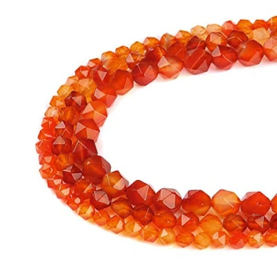 Image of Ruilong AA+ Grade Faceted Beads Natural Stone DIY Precious Gemstone Loose Strand for Jewelry Making (Red Agate, 10MM)
