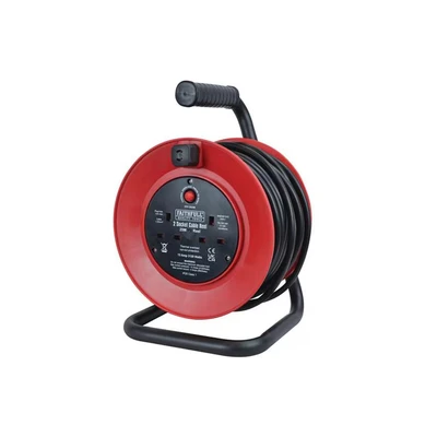 Image of Faithfull FPPCR25M Cable Reel 13 Amp 240V, Red, 25 metre