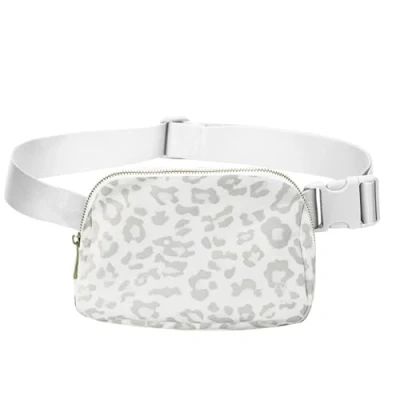 Image of QXPDD Fanny Packs for Women Men, Fashion Running Waist Packs, Crossbody Mini Bag Phone Purse Belt Pouch with Adjustable Strap Outdoors Workout Travel Hiking Cycling,White Leopard Print