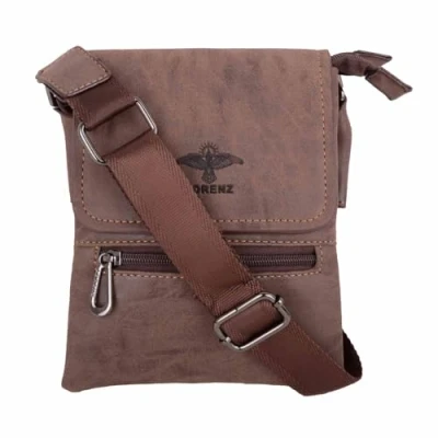 Image of Valita Unisex Two Tone Compact PU Leather Travel Cross Body Shoulder Bag Dark Brown