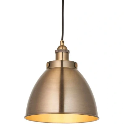 Image of Franklin Single Pendant Ceiling Lamp, Antique Brass Plate