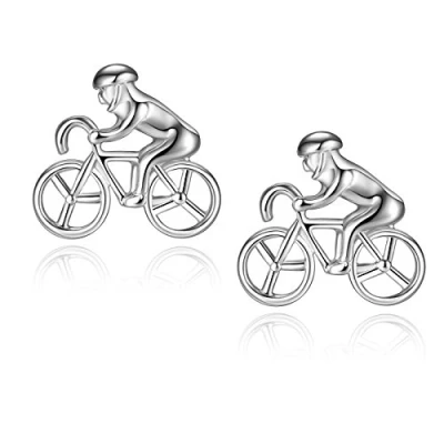 Image of HONEY BEAR Cufflinks for Mens Racing Bike Bicycle Cyclist Sports Shirt Wedding Gift (Silver)