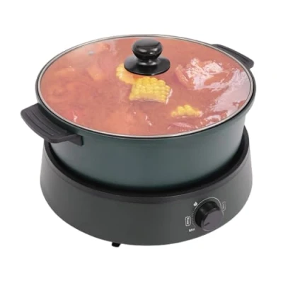 Image of Charocean Multicooker Pot Electric Frying Pan Non Stick with Lid, 4l Hotpot Skillet Pans for Cooking, Cooking 2 5 People (Green)