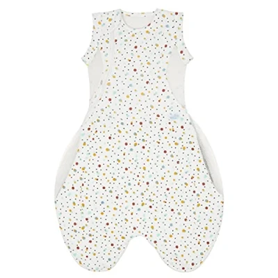 Image of PurFlo Swaddle to Sleep Bag Lightweight 0.5 tog Summer Infant 0 4 Months Breathable Newborn Baby Sleeping Grows With Your Arms In or Out Hip Healthy Scandi Spot